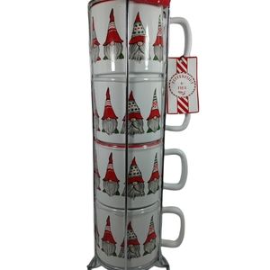 Christmas Gnome Stackable Ceramic Coffee Mugs
